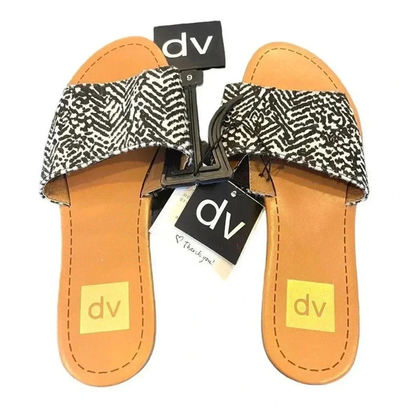 DV Dolce Vita Black Zebra Print‎ Deidre Slides Size 9 NWT - Picture 1 of 1